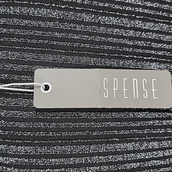 Spense Size XS Metallic Black & Silver Raglan Sleeve Belted Dress, NEW with Tag - Picture 8 of 16